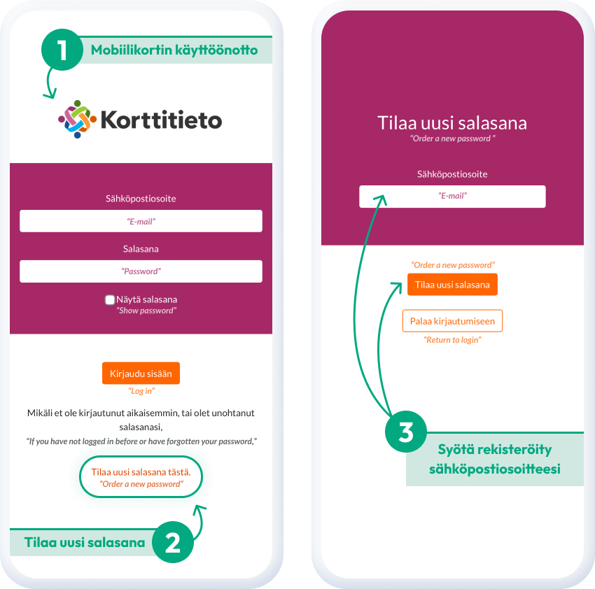 Korttitieto sovellus näyttää työturvallisuuskortin tiedot