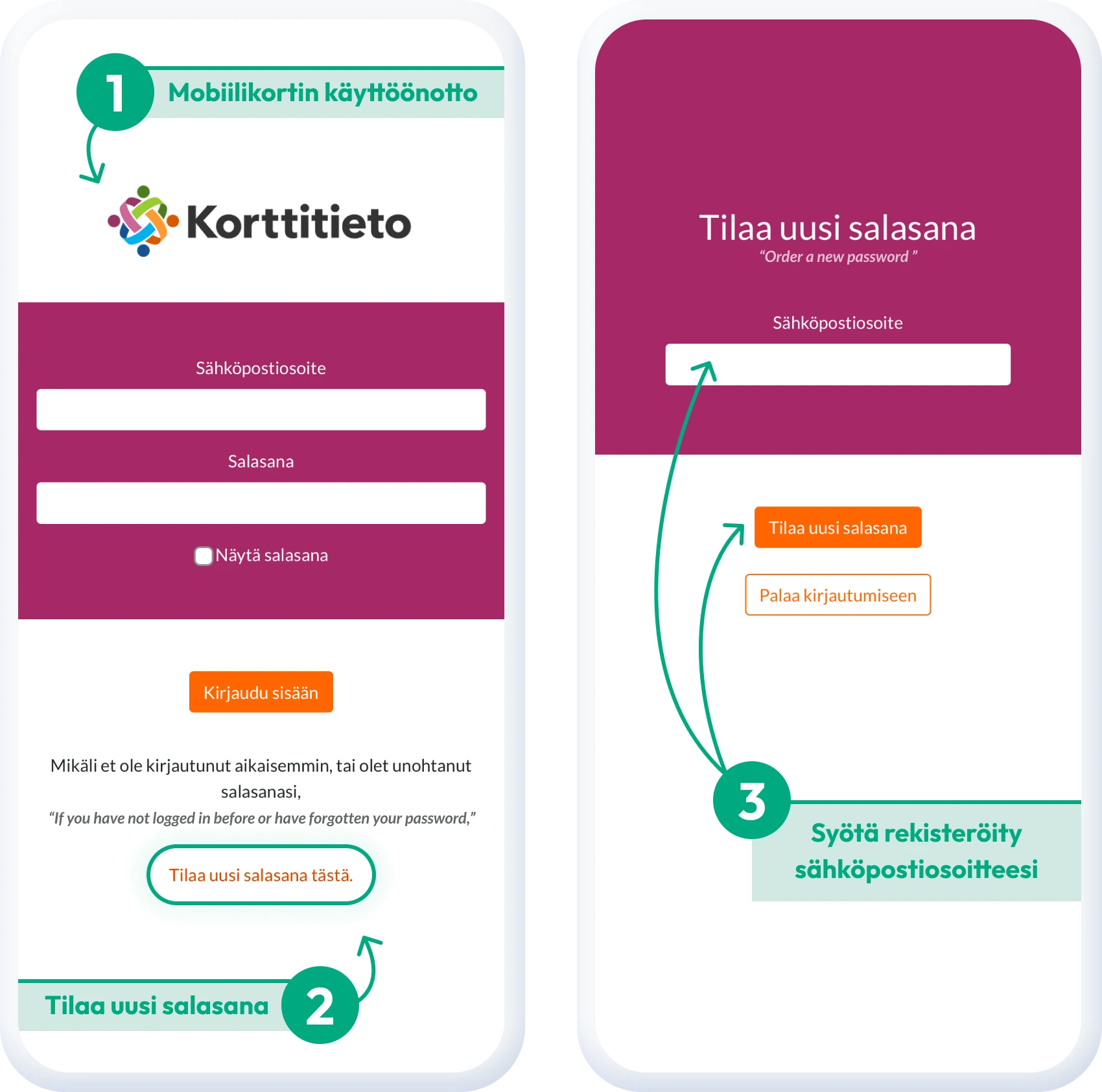 Korttitieto sovellus näyttää työturvallisuuskortin tiedot
