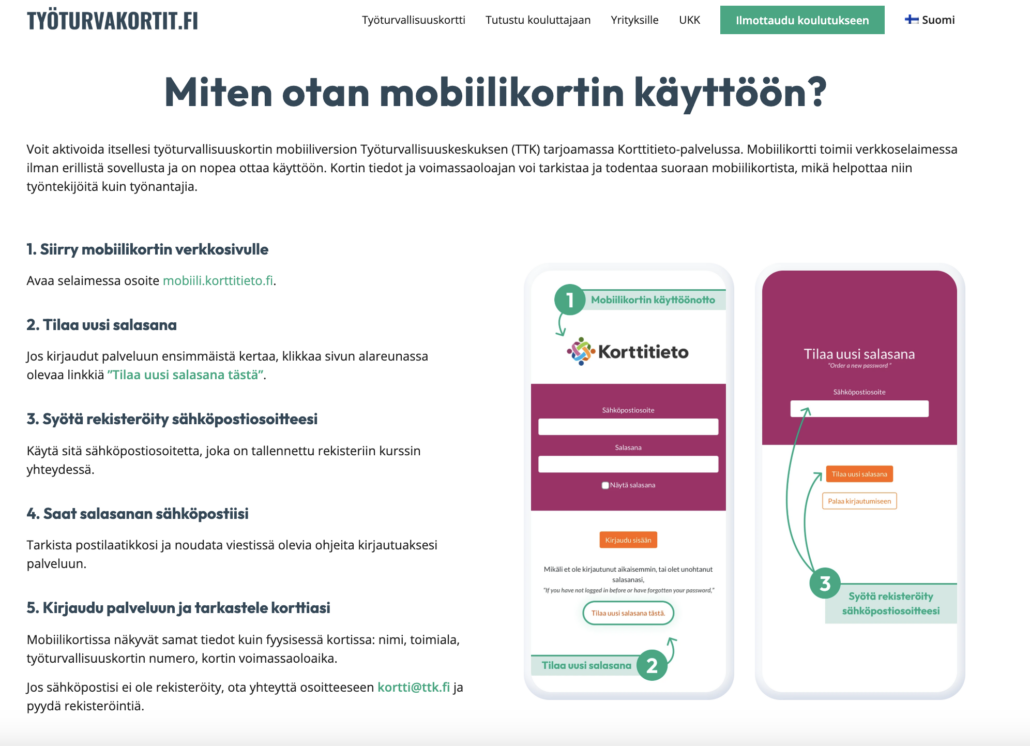 korttitieto-palvelu mobiilikortti ohje 2025