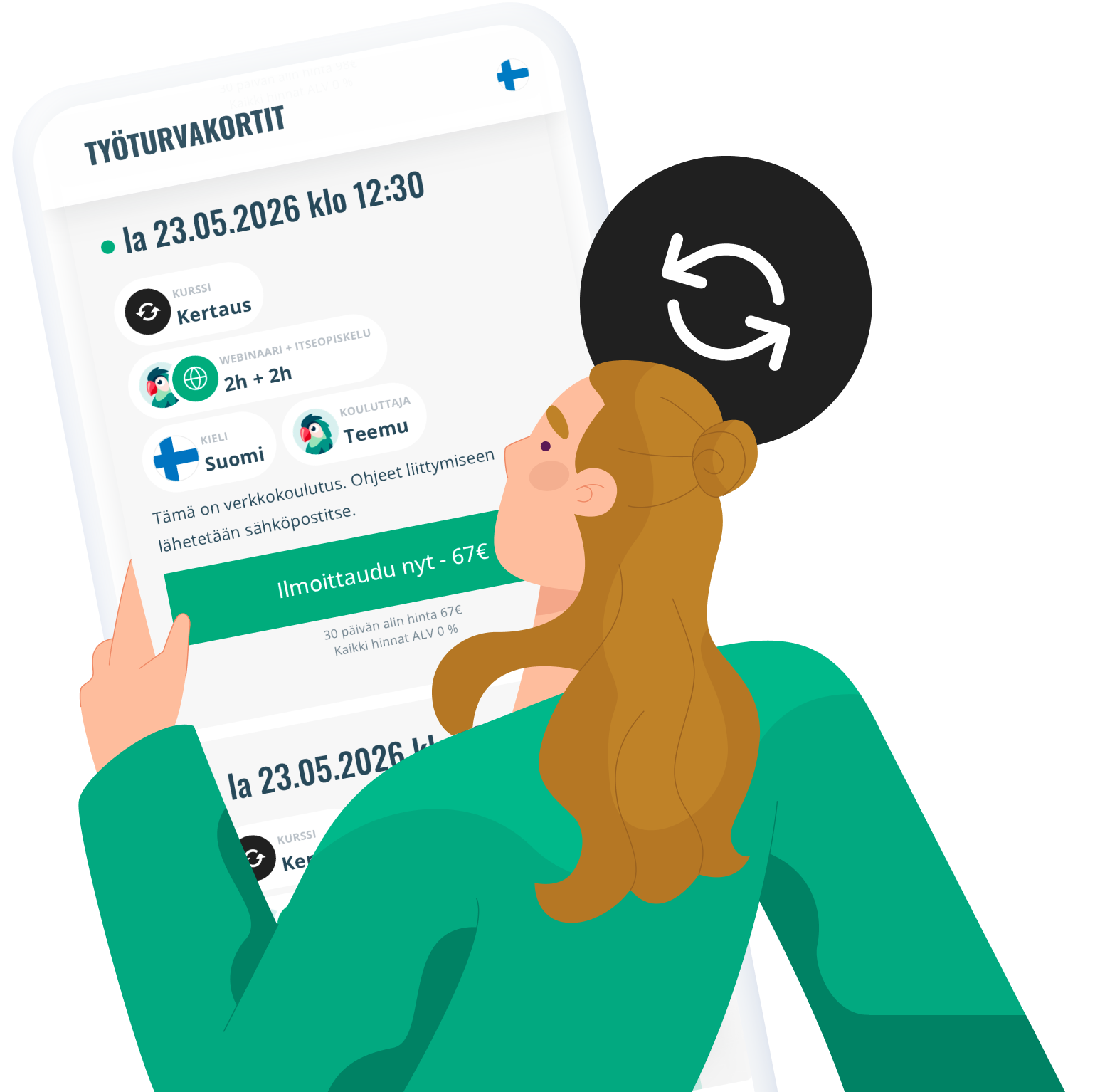 Mobiili työturvallisuuskortti käytössä puhelimessa Mobiili työturvallisuuskortti käytössä puhelimessa